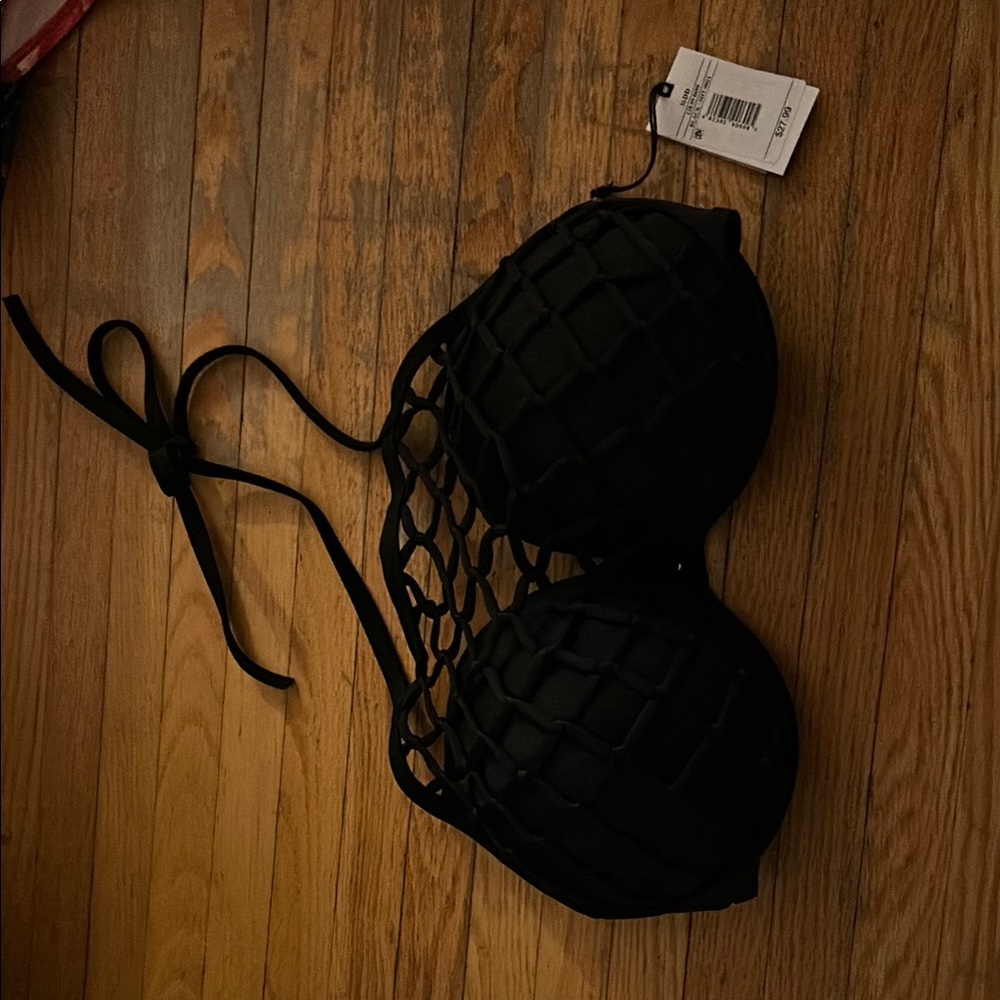 Shade and shore Black Mesh Women's bikini top size 36DD